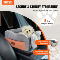 HKM-2937661 Center Console Dog Booster Seat for Small Dogs up to 8 lbs - Waterproof with Safety Strap and Plush Pad