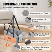 HKM-2937661 Center Console Dog Booster Seat for Small Dogs up to 8 lbs - Waterproof with Safety Strap and Plush Pad