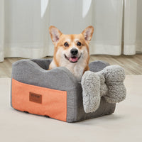 HKM-2937661 Center Console Dog Booster Seat for Small Dogs up to 8 lbs - Waterproof with Safety Strap and Plush Pad