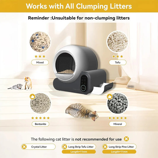 HKM-293843 Smart Automatic Cat Litter Box, 70L Ultra Capacity with App Control, Odor Control, Easy to Clean, Eco-Friendly Design