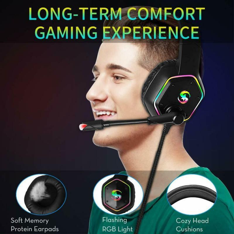 HKM-293907 RGB Lighting Effect Gaming Headset with 7.1 Surround Sound and Omnidirectional Microphone