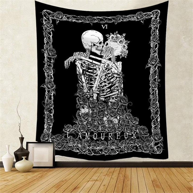 HKM-294035 Skull Tapestry Wall Hanging - Soft Plush Fabric in Various Sizes and Colors