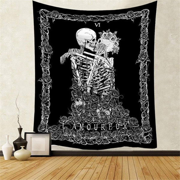 HKM-294035 Skull Tapestry Wall Hanging - Soft Plush Fabric in Various Sizes and Colors