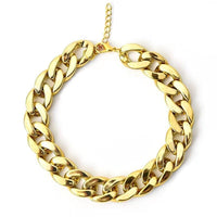 HKM-2940605 Cat Collar with Golden Chain Ornament and Glasses Accessory