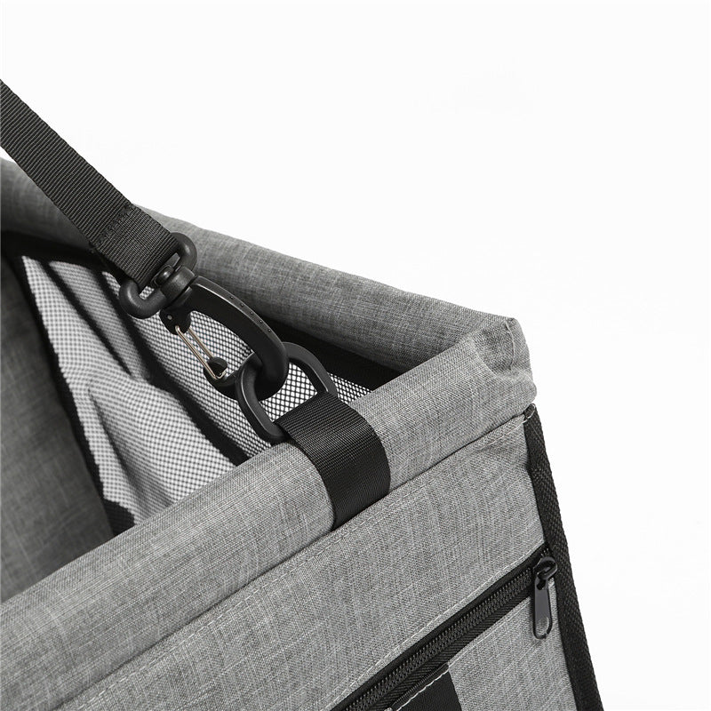 HKM-2940861 Grey Car Pet Luggage Bag with Safety Straps for Comfortable Travel and Protection from Bumps