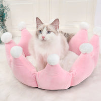 HKM-2942653 Cozy Autumn and Winter Crown Sleeping Nest - Super Soft Fluff Seat Cushion in Pink, Gray, and Khaki