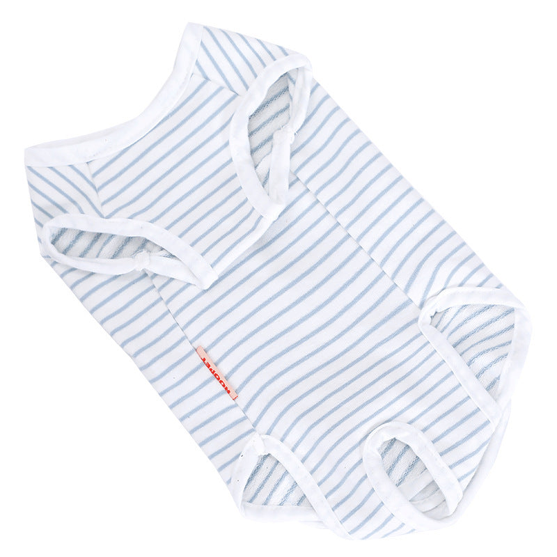 HKM-2942781 Casual Blue and White Cotton Pet Care Suit for All Sizes
