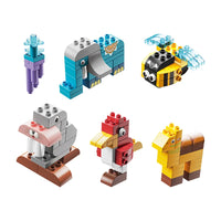 HKM-294291 6 in 1 Animal Zoo Big Particles Brick Building Toy Set with 126 Pieces and Over 20 Shapes for Ages 3 and Up