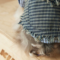 HKM-2943165 Washed Blue Plaid Sleeveless Denim Vest for Pets
