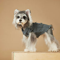 HKM-2943165 Washed Blue Plaid Sleeveless Denim Vest for Pets
