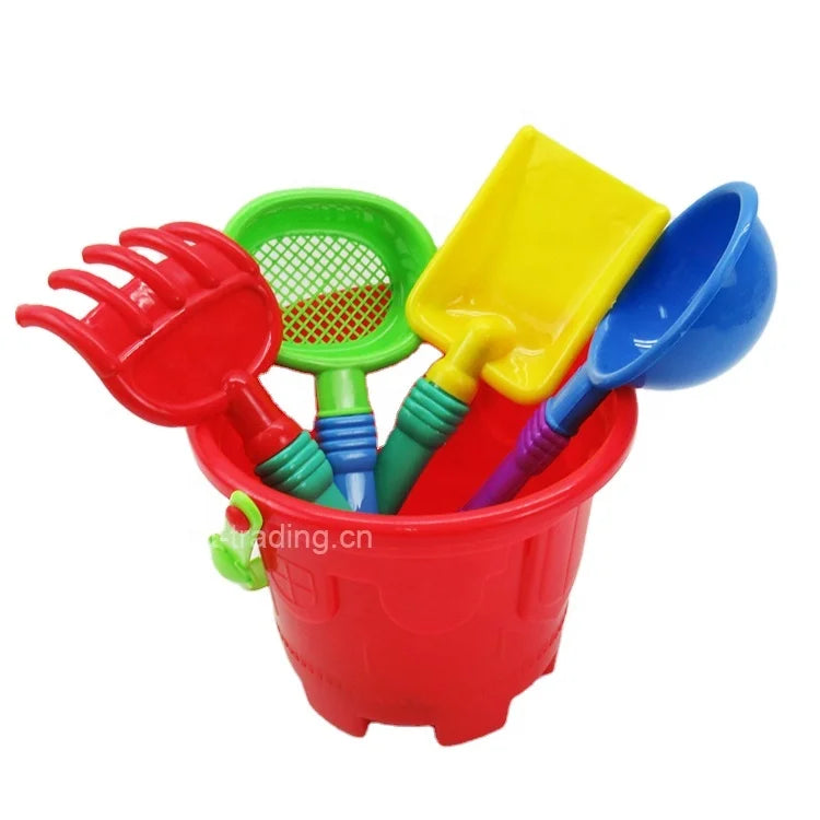 HKM-294355 Kids Plastic Beach Bucket and Spade Set - 9-Piece Toddler Sand Toy Collection