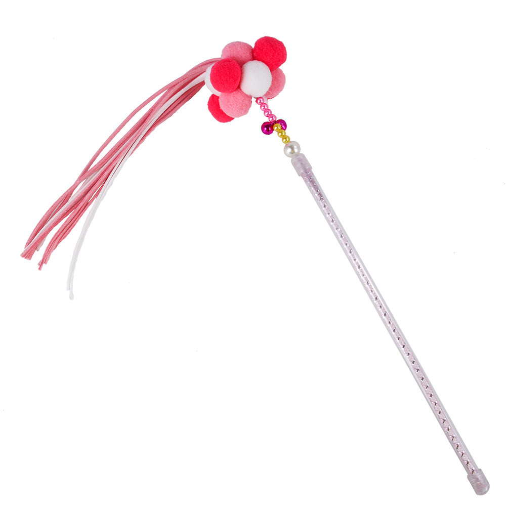 HKM-2945213 Korean Velvet Cat Teaser Stick with Colorful Fur Balls for Interactive Play and Dental Care