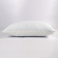 HKM-294675 Bamboo Fiber Crushed Sponge Pillow - 50x76cm, White and Blue, Polyester Fiber