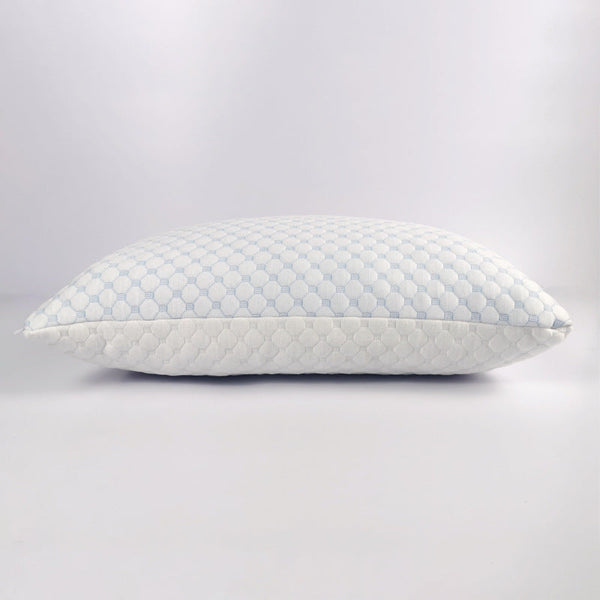 HKM-294675 Bamboo Fiber Crushed Sponge Pillow - 50x76cm, White and Blue, Polyester Fiber