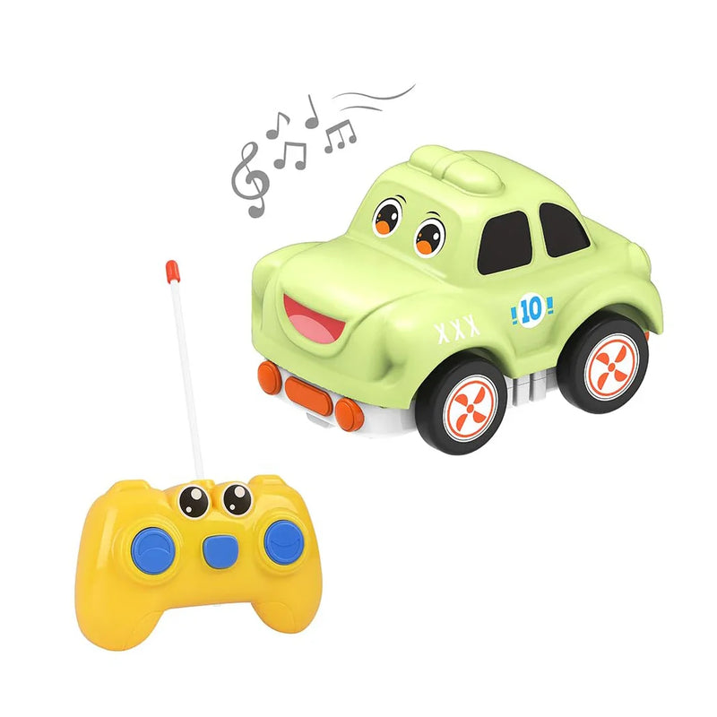 HKM-294675 Rechargeable Cartoon Remote Control Car with Lights for Kids, Indoor/Outdoor Mini Vehicle, 1:24 Scale