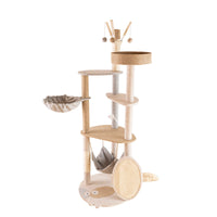 HKM-2947645 Large Wooden Cat Climbing Frame with Integrated Shelf for Active Play