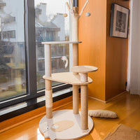 HKM-2947645 Large Wooden Cat Climbing Frame with Integrated Shelf for Active Play
