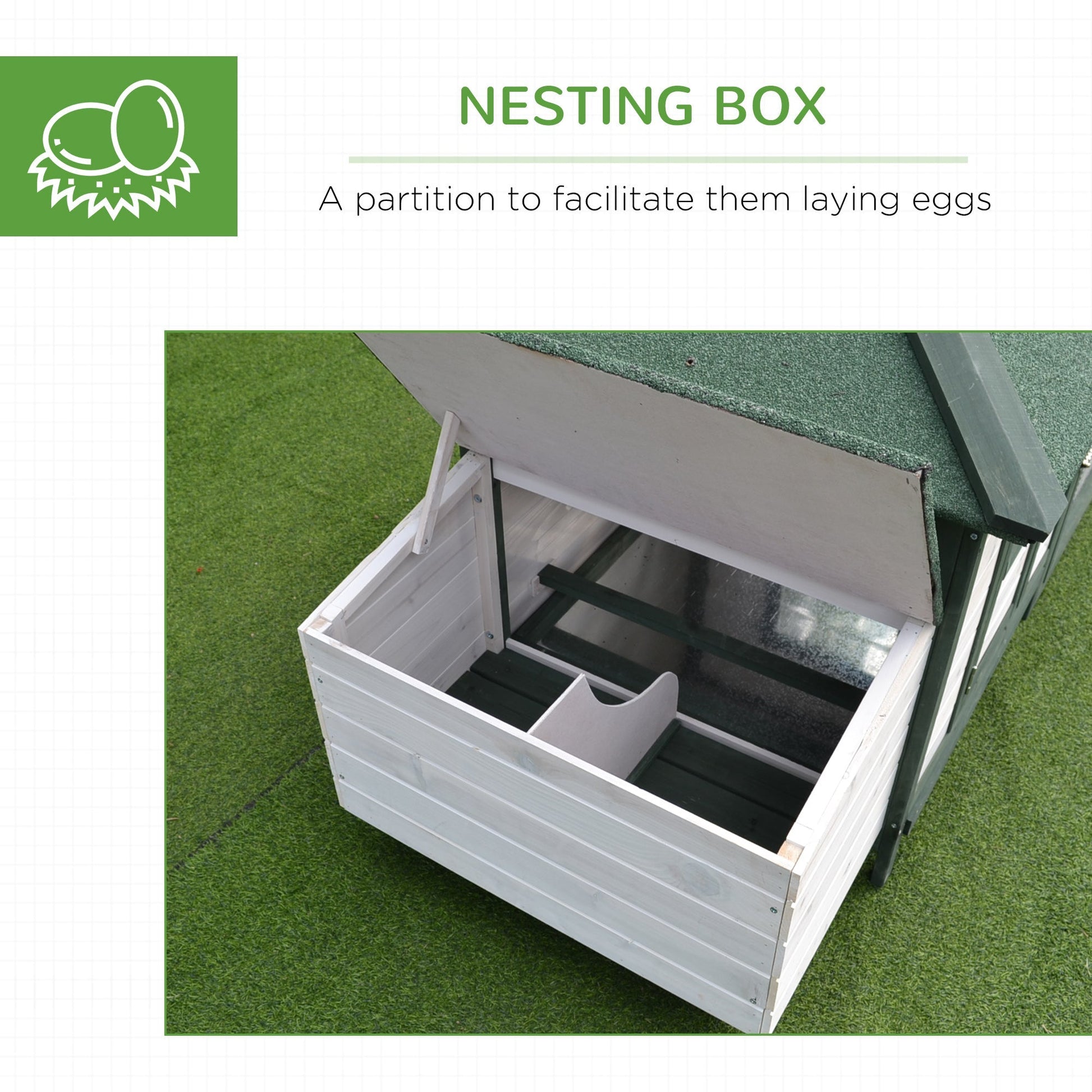 HKM-2948029 77" Weatherproof Wooden Chicken Coop with Enclosed Run and Nesting Box