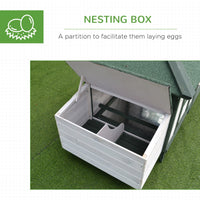 HKM-2948029 77" Weatherproof Wooden Chicken Coop with Enclosed Run and Nesting Box