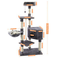 HKM-2948413 Spacious Cat Tree with Double Condos and Cozy Perch for Tall Cats