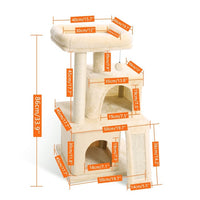 HKM-2948413 Spacious Cat Tree with Double Condos and Cozy Perch for Tall Cats