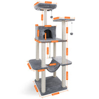 HKM-2948413 Spacious Cat Tree with Double Condos and Cozy Perch for Tall Cats