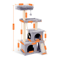 HKM-2948413 Spacious Cat Tree with Double Condos and Cozy Perch for Tall Cats