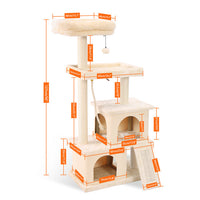HKM-2948413 Spacious Cat Tree with Double Condos and Cozy Perch for Tall Cats