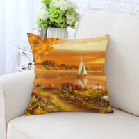 HKM-294931 All-Match European Style Landscape Pillow Cushion Cover in Polyester Twill - 45x45 cm