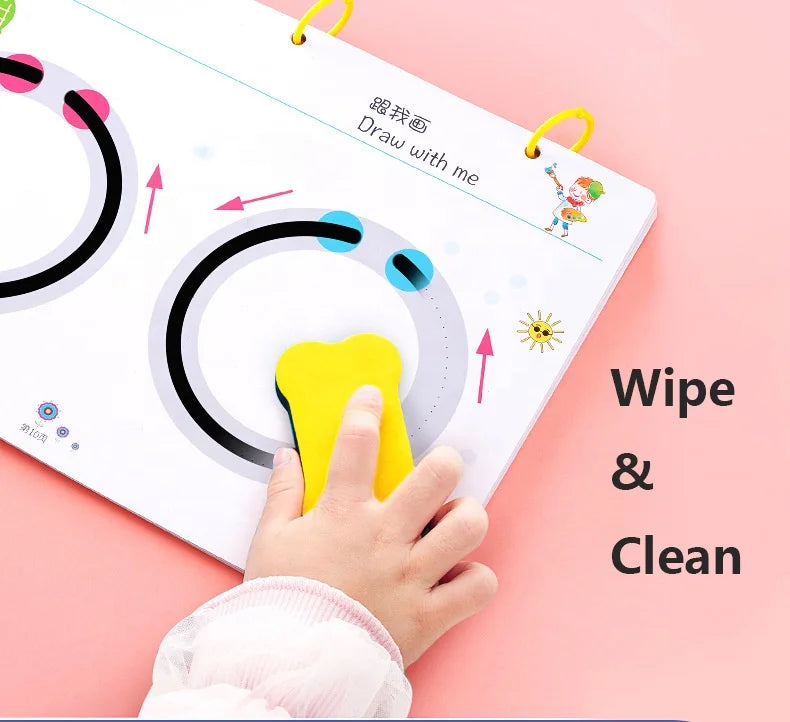 HKM-294995 Children's Educational Drawing Tablet and Math Game Book Set with Erasable Pen for Learning Shapes and Control Skills