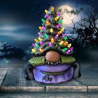 HKM-294995 Decorative Resin Christmas Tree Sculpture Ornament - 19cm Lighted Cartoon Style