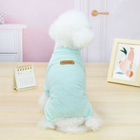 HKM-2950973 Striped Cotton Pajamas for Small Dogs and Cats - Soft Casual Homewear in Blue, Pink, Yellow