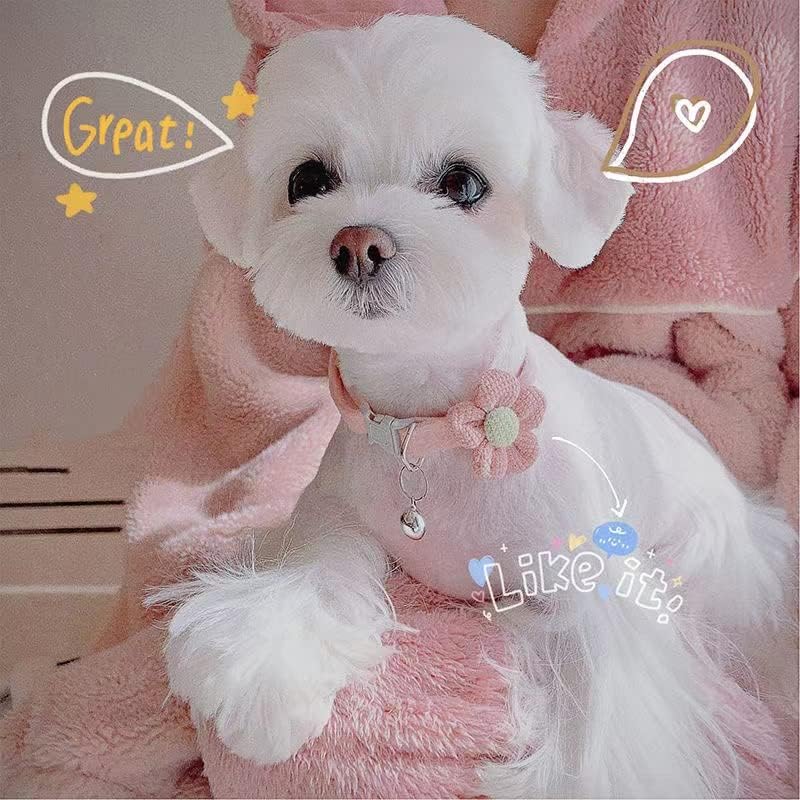 HKM-2951613 Floral Small Dog Collar with Bell - Adjustable and Comfortable for Girls