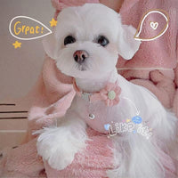 HKM-2951613 Floral Small Dog Collar with Bell - Adjustable and Comfortable for Girls