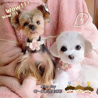 HKM-2951613 Floral Small Dog Collar with Bell - Adjustable and Comfortable for Girls