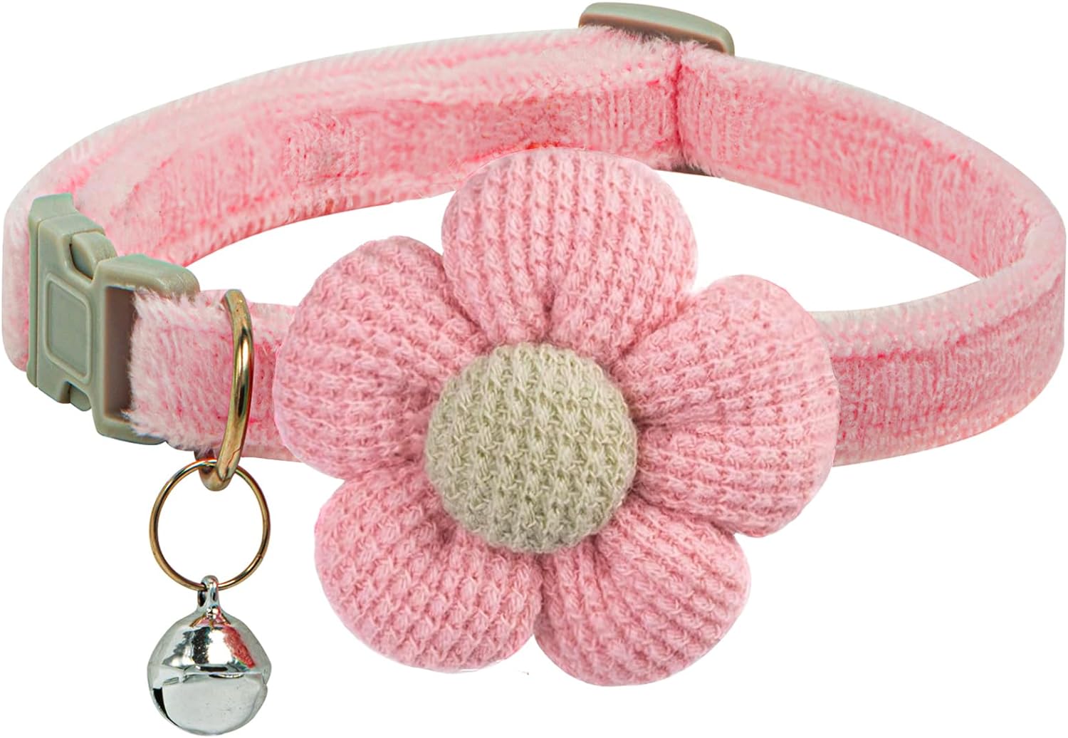 HKM-2951613 Floral Small Dog Collar with Bell - Adjustable and Comfortable for Girls