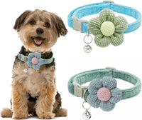 HKM-2951613 Floral Small Dog Collar with Bell - Adjustable and Comfortable for Girls