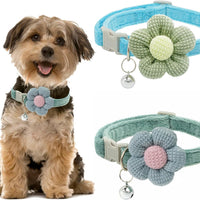 HKM-2951613 Floral Small Dog Collar with Bell - Adjustable and Comfortable for Girls