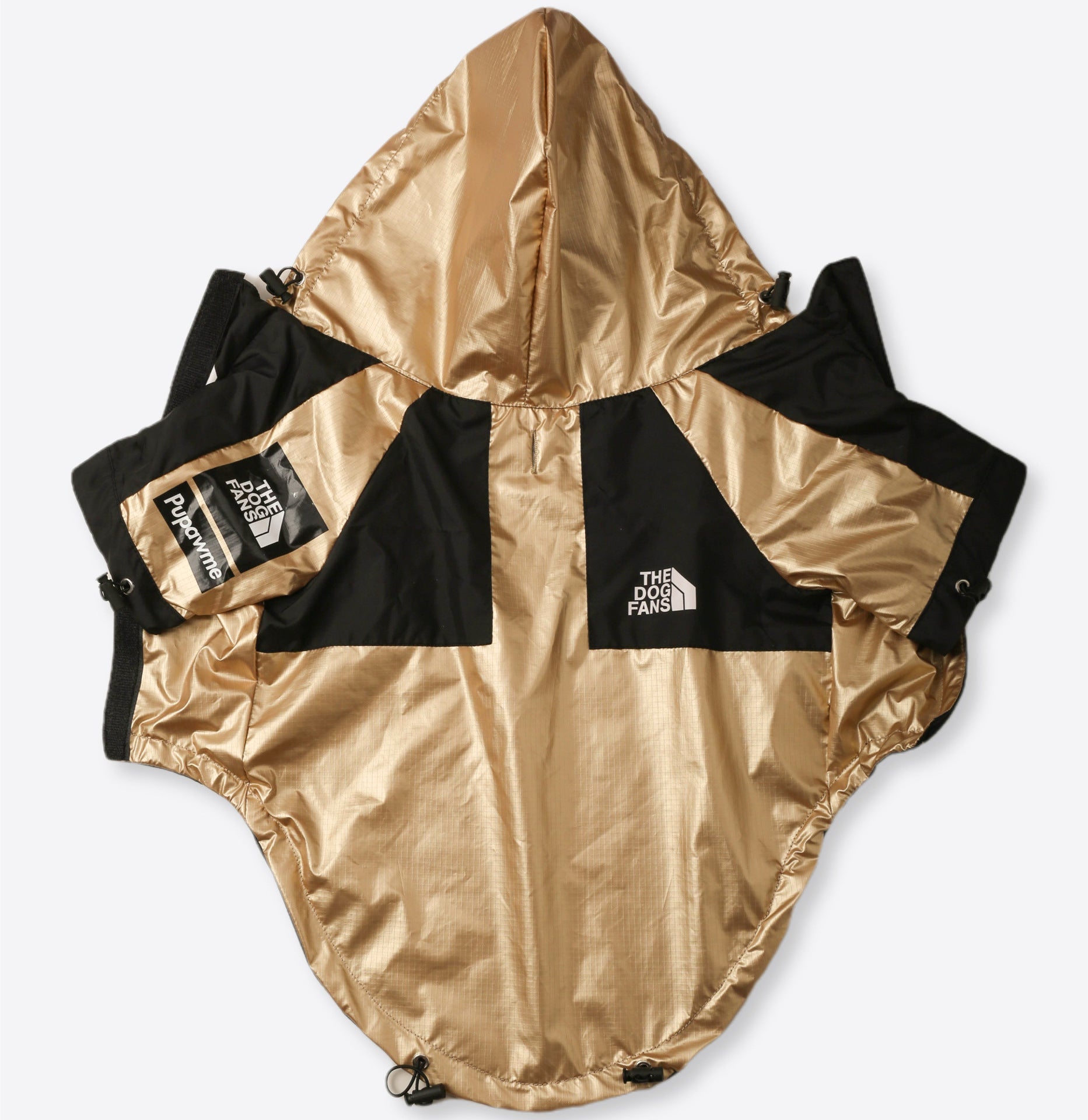 HKM-2951741 Large Dog Raincoat Shell Jacket - Windproof and Rainproof in Gold, Available in Multiple Sizes (S-5XL)