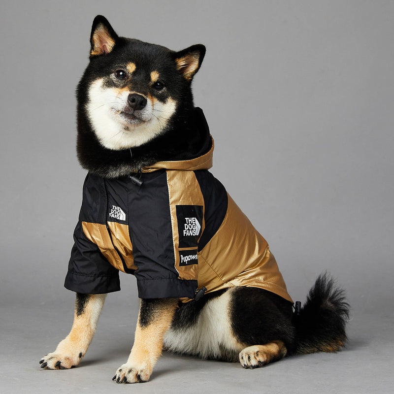 HKM-2951741 Large Dog Raincoat Shell Jacket - Windproof and Rainproof in Gold, Available in Multiple Sizes (S-5XL)