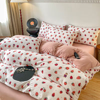 HKM-295187 Four-Piece Jacquard Quilt Cover Set with Plant and Flower Design - Cotton and Linen Bedding for 1.5 to 2.0 Bed Sizes