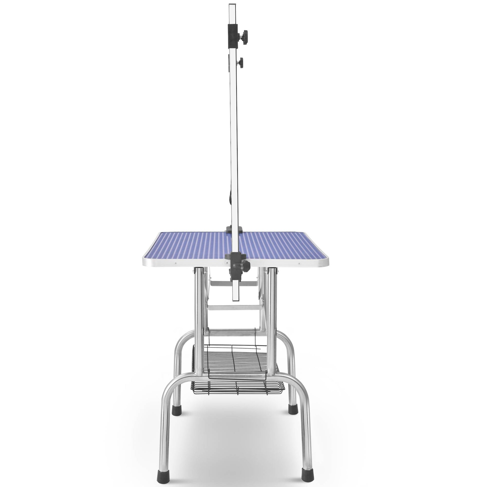 HKM-2951997 Heavy Duty Stainless Steel Folding Pet Grooming Table with Adjustable Arm and Rubber Surface