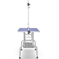 HKM-2951997 Heavy Duty Stainless Steel Folding Pet Grooming Table with Adjustable Arm and Rubber Surface