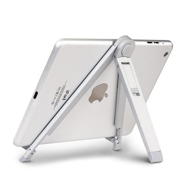 HKM-295251 Universal Adjustable Triangle Stand for Tablet and Mobile Phone - Metal Bracket, Silver Finish