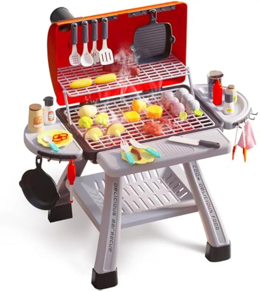 HKM-295379 Kids BBQ Grill Playset Toy Kitchen Set for Cooking and Barbecue Fun