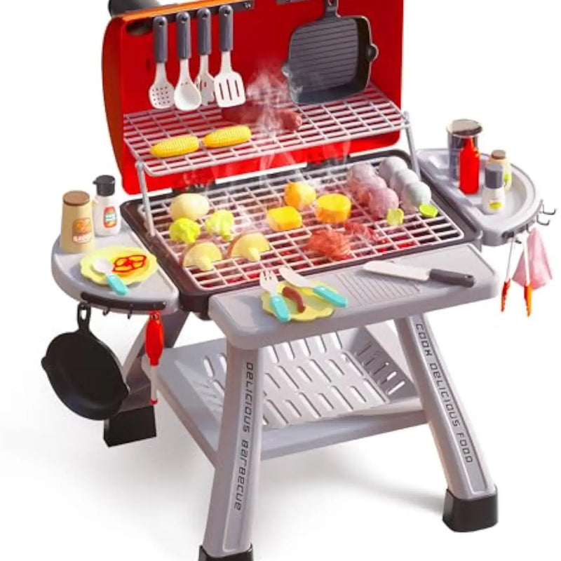 HKM-295379 Kids BBQ Grill Playset Toy Kitchen Set for Cooking and Barbecue Fun
