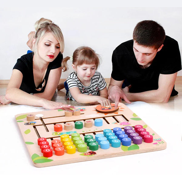 HKM-295443 Hand-Moved Colorful Digital Computing Board - Montessori Math Game for Kids Ages 3+ - Educational Learning Toy