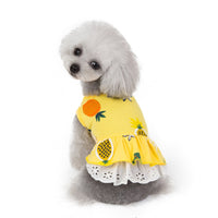 HKM-2954685 Lightweight Cotton Dog Skirt and Shirt - Pineapple Designs in Yellow and Green, Multiple Sizes Available