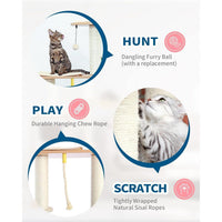 HKM-2955581 Wooden Cat Tree with Hammock, Scratching Post, and Removable Mat for Large and Small Cats