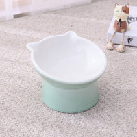 HKM-2956093 Ceramic Anti-Tip Slanted Cat Bowl in Pink, Blue, and Green Options